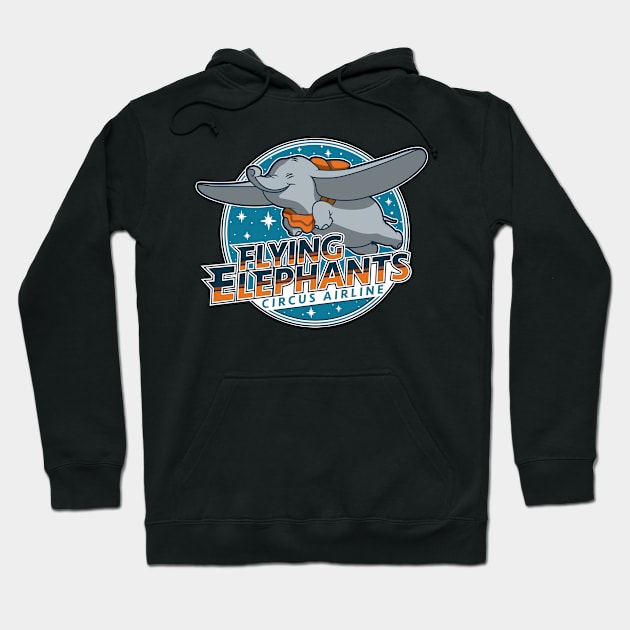 Flying Elephant Circus Airlines Hoodie by erikamverge